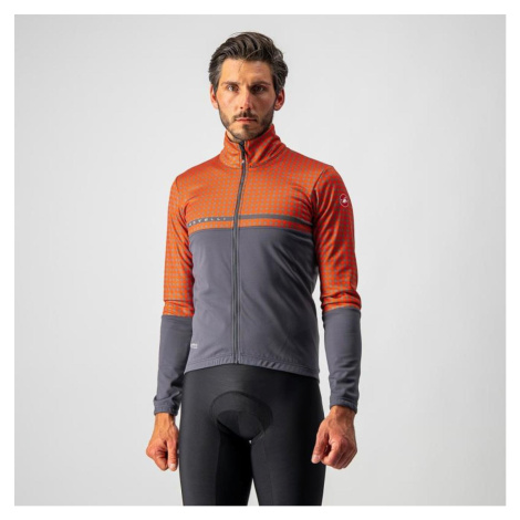 CASTELLI Cyklistická zateplená bunda - FINESTRE - šedá/oranžová