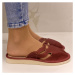 Dámske luxusné kožené červené papuče JOLIA