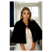 61601 Dewberry Long Brooch Bridal Bolero Shawl-BLACK