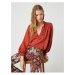 Koton Tassel Detailed V-Neck Oversize Blouse