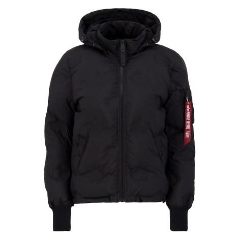 ALPHA INDUSTRIES Zimná bunda 'Flight Jacket Hooded Logo Puffer Wmn'  červená / čierna / biela