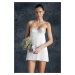 Trendyol Bride White Satin Lace Detailed Rope Strap Fantasy Nightgown