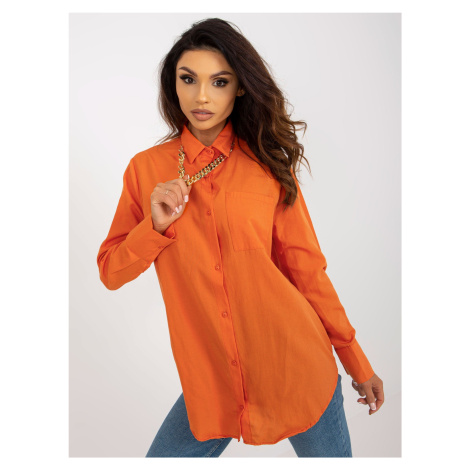 Orange oversized button-down shirt