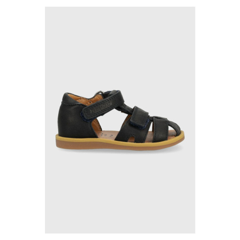 Detské kožené sandále Pom D'api tmavomodrá farba