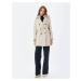 Koton Long Stamp Coat with Removable Faux Für Collar and Pockets