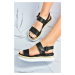 Fox Shoes Black Thick-soled Daily Sandals