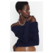 Trendyol Navy Super Crop Carmen Collar Knitwear Sweater