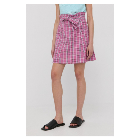 Ľanová sukňa MAX&Co. fialová farba, mini, áčkový strih