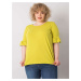 Light green blouse in larger size with ruffles on the sleeves Yarela