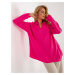 RUE PARIS ladies fluo pink oversize sweater with collar