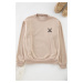 Trendyol Beige Oversize/Wide Cut Long Sleeve Animal Embroidered Sweatshirt