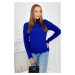 Sweater with decorative ruffles cornflower blue