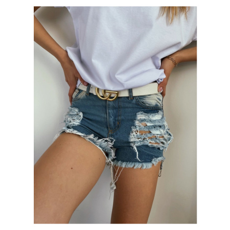 White denim shorts with holes FASARDI