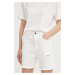 Bavlnené rifľové šortky Answear Lab biela farba, jednofarebné, vysoký pás