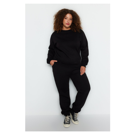 Trendyol Curve Black Thick Fleece Knitted Tracksuit Set