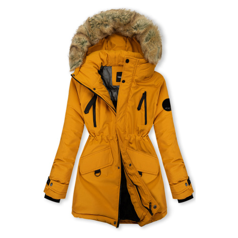 Horčicovožltá zateplená detská zimná bunda