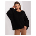 Black knitted sweater with a neckline from RUE PARIS