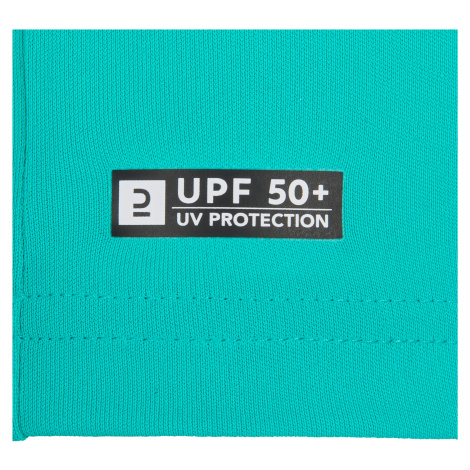 Detské tričko s UV ochranou do vody na surf s potlačou zeleno-tyrkysové OLAIAN