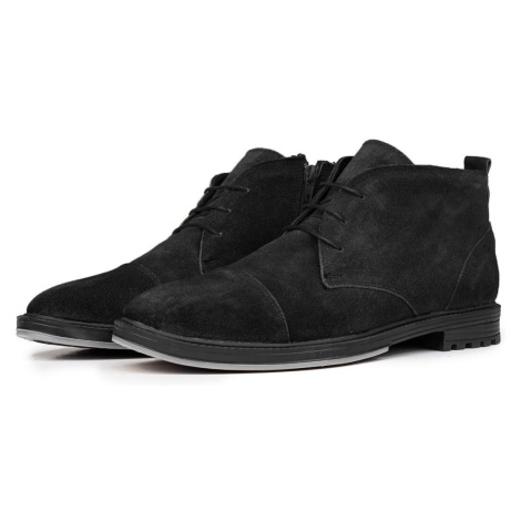 Ducavelli Masquerade Genuine Leather Anti-Slip Sole Daily Boots Black.