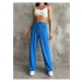 35109 Dewberry Elastic Waist Women Pants-BLUE