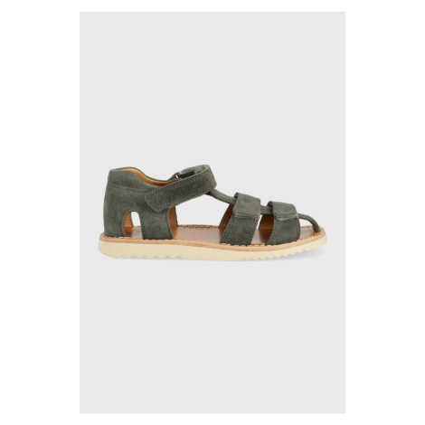 Detské semišové sandále Pom D'api zelená farba