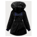 Dlhšia čierna dámska zimná bunda s kapucňou (M8-757)