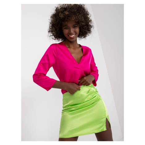 Light green ruffle skirt made of satin imitation Olya RUE PARIS