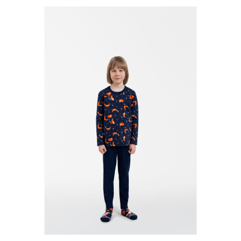 Boys' pyjamas Witalis, long sleeves, long legs - print/navy blue Italian Fashion