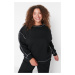 Trendyol Curve Black Oversized Stitched Thick Raised Knitted Sweatshirt