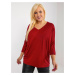 Basic burgundy plus size viscose blouse for everyday wear