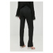Vlnené nohavice Victoria Beckham dámske, čierna farba, priliehavé, vysoký pás