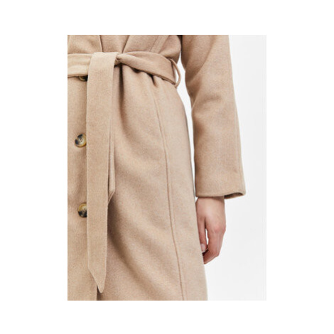 Selected Femme Vlnený kabát Milan 16079496 Béžová Regular Fit