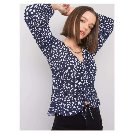 Lady's dark blue blouse with print