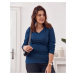 Plus Size long-sleeved blouse in dark blue