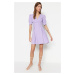 Trendyol Lilac A-line mini plisované tkané šaty