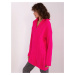 Fluo pink women's sweater with cables