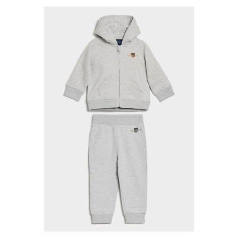 MIKINA GANT HOODIE WITH PANTS LIGHT GREY MELANGE