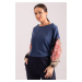 armonika Women's Dark Blue Sleeve Patterned Balloon Knitwear Sweater