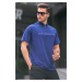 Madmext Navy Blue Zipper Collar Men's T-Shirt 5858