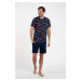 Men's pyjamas Witalis, short sleeves, shorts - print/navy blue