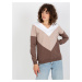 Women's smooth sweatshirt with neckline - brown