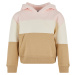 Girls' Oversized 3-Tone Hoody Pink/White Sand/Unionbeige