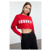 Trendyol Black Applique Embroidered Relaxed Super Crop Chunky Knit Sweatshirt