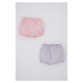 DEFACTO Baby Girl Combed Cotton 2-Pack Shorts