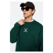 Trendyol Green Oversize/Wide Cut Crew Neck Long Sleeve Animal Embroidered Sweatshirt