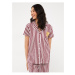 LC Waikiki Shirt Collar Striped Short Sleeve Women's Pajama Set