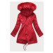 Červená dámska zimná bunda parka s podšívkou as kapucňou (7600)