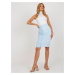 Light blue formal pencil skirt with frill