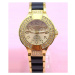 Dámske vykladané hodinky Geneva - zlaté Black