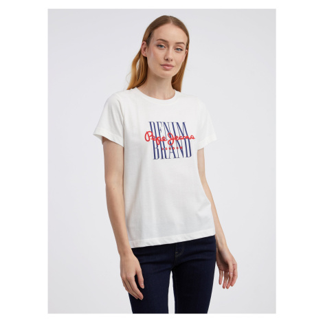 White Women's T-Shirt Pepe Jeans Camille - Women